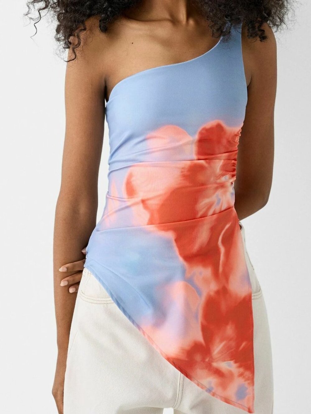 Bershka one-shoulder floral top